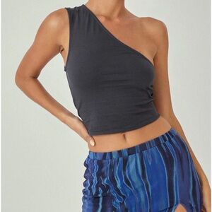 MOTEL X JACQUIE Bay One Shoulder Top In Ocean Storm